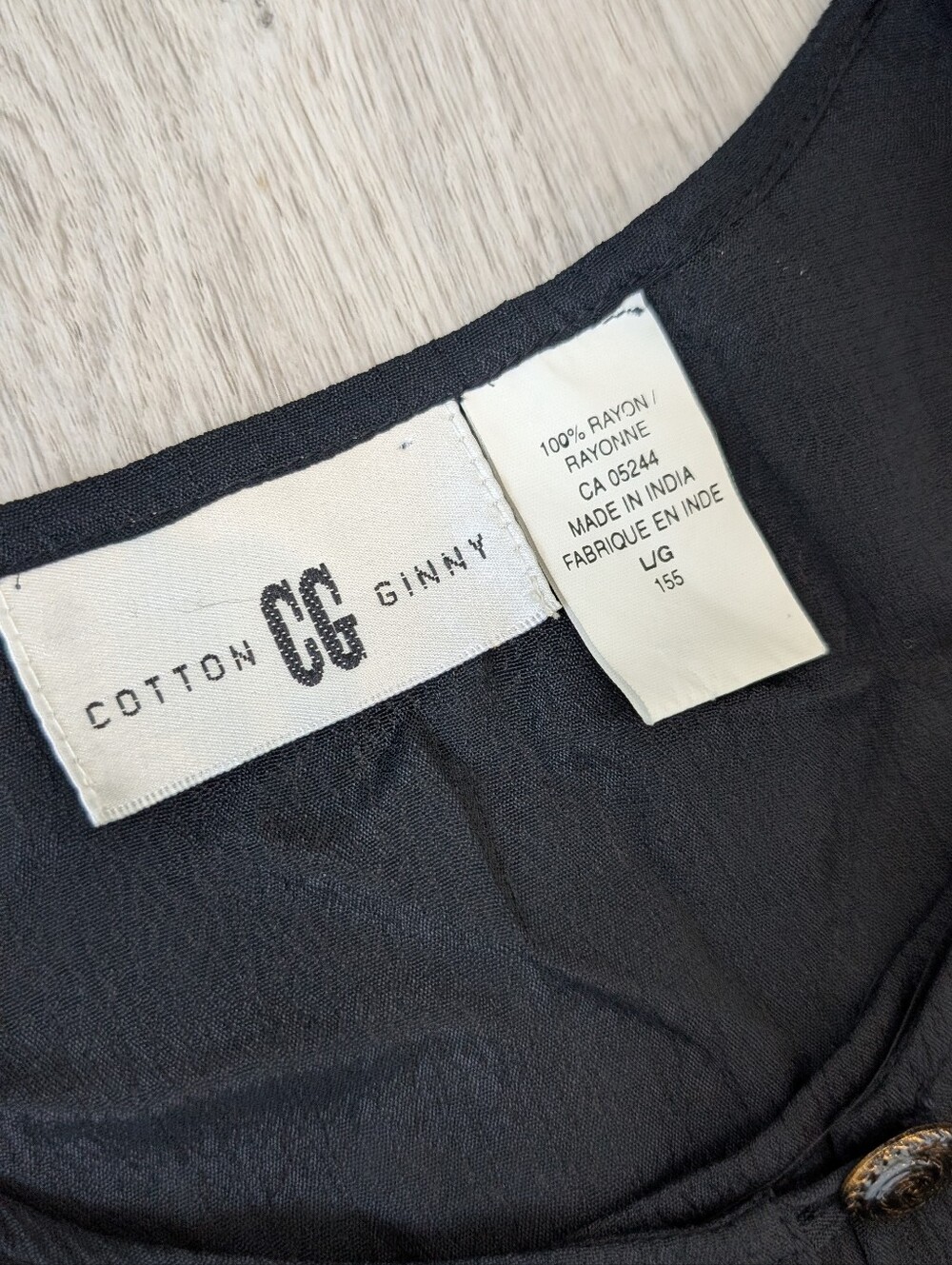 Cotton Ginny Black Minimalist Prairie Long-Sleeve Button Front Maxi Dress L - Picture 5 of 10